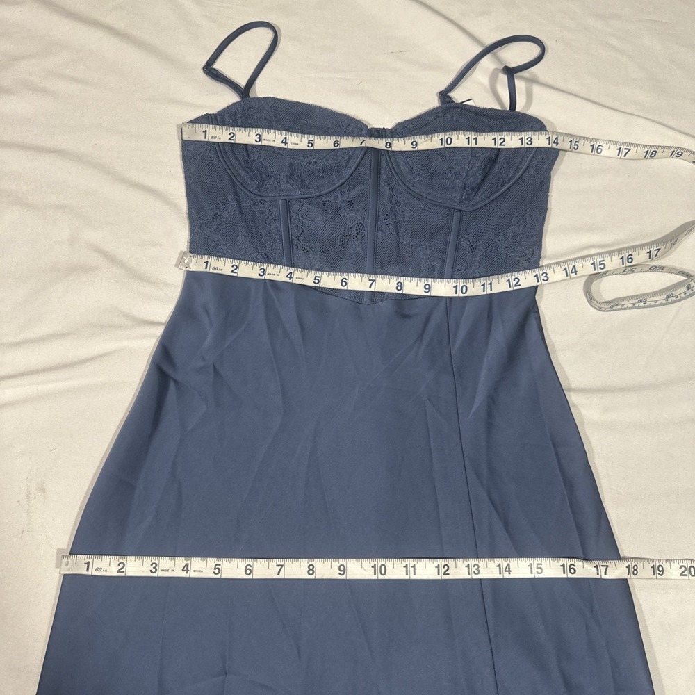 NEW $123 ASTR THE LABEL [ Small ] Aria Lace bustier Midi Dress Dusty Blue #T2144 - Picture 3 of 14